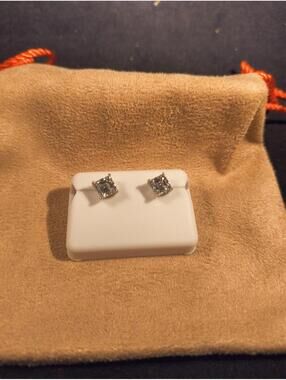 1.5 Ctw Moissenite Ascher Cut Earrings